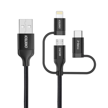  Kabel USB MFI Lightning USB Typ C micro USB 3w1 1.2 m czarny - zdj. dodatkowe 1