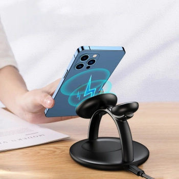  Indukcyjna stacja ładująca do iPhone AirPods Pro Apple Watch 3w1 czarny - zdj. dodatkowe 2