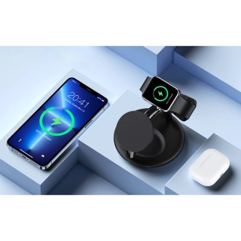  Indukcyjna stacja ładująca do iPhone AirPods Pro Apple Watch 3w1 czarny - zdj. dodatkowe 6