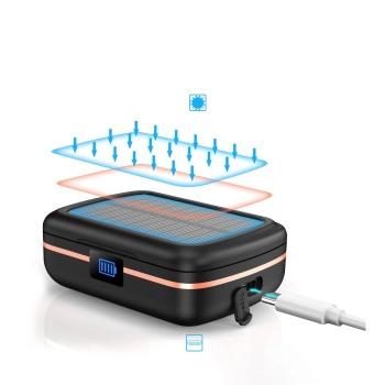  Słuchawki bezprzewodowe TWS wodoodporne z ładowarką solarną i powerbankiem 2500mAh czarny - zdj. dodatkowe 3