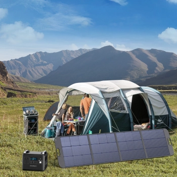  Ładowarka solarna soneczna 200W przenośny panel słoneczny czarny - zdj. dodatkowe 6