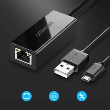  Zewnętrzna karta sieciowa LAN micro USB 100Mbps do Chromecast 1m czarny - zdj. dodatkowe 1