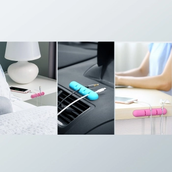  Samoprzylepny organizer na 4 kable przewody Zestaw 2szt czarny - zdj. dodatkowe 2