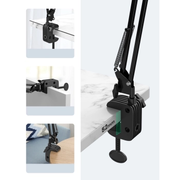  Uchwyt statyw składane ramię do biurka stołu na telefon tablet czarno-szary - zdj. dodatkowe 6