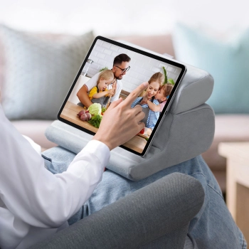  Składana podstawka na tablet telefon welurowa szary - zdj. dodatkowe 1