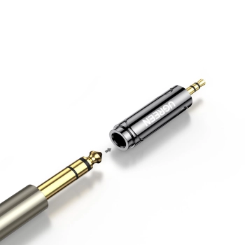  Adapter przejściówka audio 3.5mm (męski) na 6,35mm mini jack (żeński) szary - zdj. dodatkowe 2