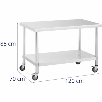  Stół metalowy gastronomiczny na kółkach z półką STAL 70 x 120 cm - zdj. dodatkowe 4