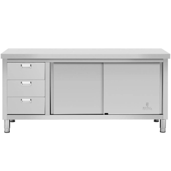  Stół blat roboczy centralny z szafką z drzwiami suwanymi i 3 szufladami 180 x 70 x 85 cm - zdj. dodatkowe 4