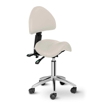  Krzesło kosmetyczne siodłowe z oparciem obrotowe regulowane BERLIN - beżowe - zdj. dodatkowe 1