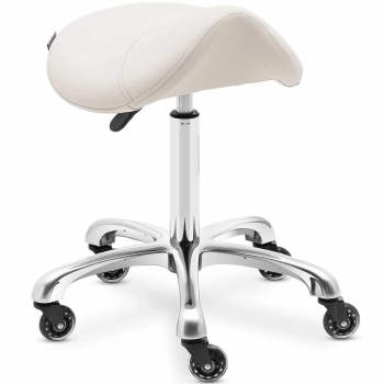  Taboret stołek hoker kosmetyczny siodłowy na kółkach York do 150 kg beżowy - zdj. dodatkowe 1