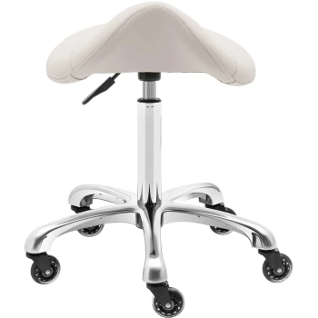  Taboret stołek hoker kosmetyczny siodłowy na kółkach York do 150 kg beżowy - zdj. dodatkowe 4