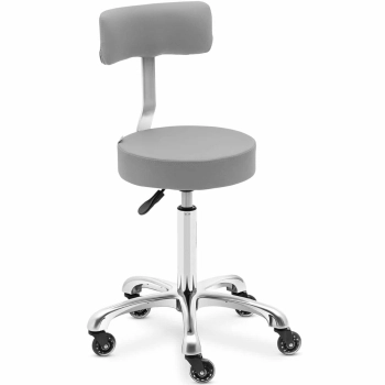  Krzesło taboret hoker kosmetyczny z oparciem na kółkach do 150 kg WELLS ciemnoszary - zdj. dodatkowe 1