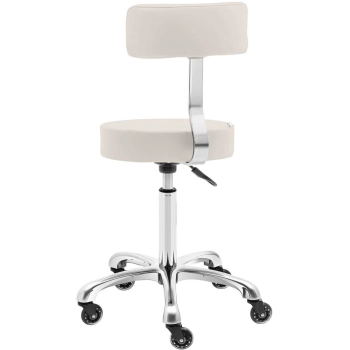  Krzesło taboret hoker kosmetyczny z oparciem na kółkach do 150 kg WELLS beżowy - zdj. dodatkowe 4