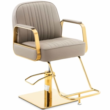  Fotel fryzjerski barberski kosmetyczny z podnóżkiem Physa STAUNTON - szary ze złotem - zdj. dodatkowe 1