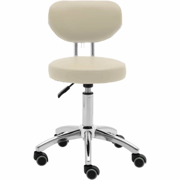  Krzesło kosmetyczne obrotowe z oparciem na kółkach 46-60 cm ASCONA - ciemny beż - zdj. dodatkowe 4