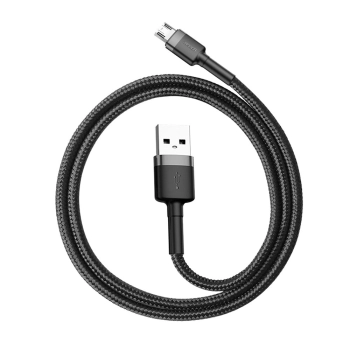  Wytrzymały elastyczny kabel przewód USB microUSB QC3.0 2.4A 0.5M czarno-szary - zdj. dodatkowe 2