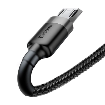  Wytrzymały elastyczny kabel przewód USB microUSB QC3.0 2.4A 0.5M czarno-szary - zdj. dodatkowe 4