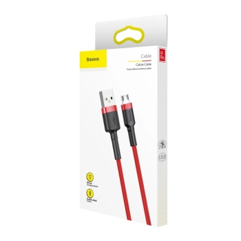  Wytrzymały elastyczny kabel przewód USB microUSB QC3.0 2.4A 1M czerwony - zdj. dodatkowe 9