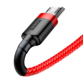  Wytrzymały elastyczny kabel przewód USB microUSB QC3.0 2.4A 1M czerwony - zdj. dodatkowe 3