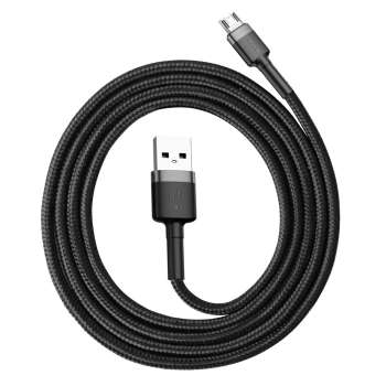  Wytrzymały elastyczny kabel przewód USB microUSB QC3.0 2.4A 1M czarno-szary - zdj. dodatkowe 2