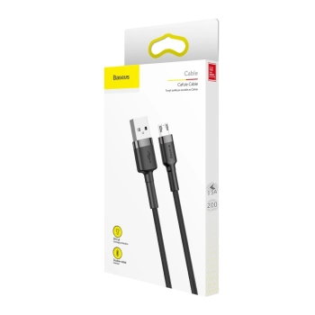  Wytrzymały elastyczny kabel przewód USB microUSB 1.5A 2M czarno-szary - zdj. dodatkowe 10