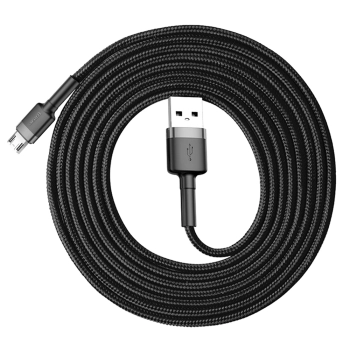  Wytrzymały elastyczny kabel przewód USB microUSB 1.5A 2M czarno-szary - zdj. dodatkowe 2