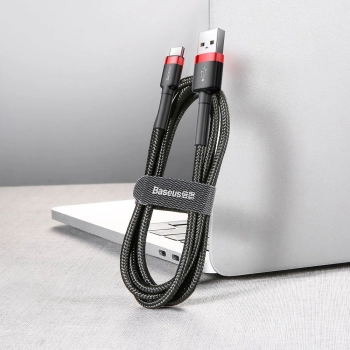  Wytrzymały elastyczny kabel przewód USB USB-C QC3.0 2A 2M czarno-czerwony - zdj. dodatkowe 4