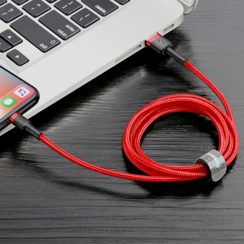  Wytrzymały elastyczny kabel przewód USB Iphone Iphone Lightning QC3.0 2.4A 0.5M czerwony - zdj. dodatkowe 3
