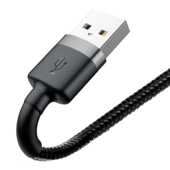  Wytrzymały elastyczny kabel przewód USB Iphone Lightning QC3.0 2.4A 0.5M czarno-szary - zdj. dodatkowe 2