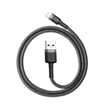  Wytrzymały elastyczny kabel przewód USB Iphone Lightning QC3.0 2.4A 0.5M czarno-szary - zdj. dodatkowe 5