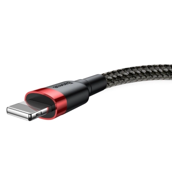  Wytrzymały elastyczny kabel przewód USB Iphone Lightning QC3.0 2.4A 0.5M czarno-czerwony - zdj. dodatkowe 1