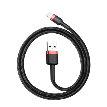  Wytrzymały elastyczny kabel przewód USB Iphone Lightning QC3.0 2.4A 0.5M czarno-czerwony - zdj. dodatkowe 5
