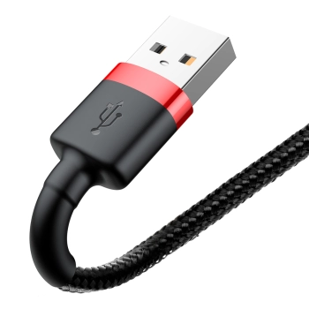  Wytrzymały elastyczny kabel przewód USB Iphone Lightning QC3.0 2.4A 1M czarno-czerwony - zdj. dodatkowe 2