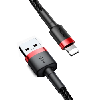  Wytrzymały elastyczny kabel przewód USB Iphone Lightning QC3.0 2.4A 1M czarno-czerwony - zdj. dodatkowe 4
