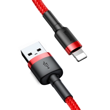  Wytrzymały elastyczny kabel przewód USB Iphone Lightning QC3.0 1.5A 2M czerwony - zdj. dodatkowe 4