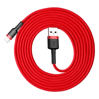  Wytrzymały elastyczny kabel przewód USB Iphone Lightning QC3.0 1.5A 2M czerwony - zdj. dodatkowe 5