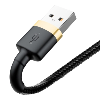  Wytrzymały elastyczny kabel przewód USB Iphone Lightning QC3.0 1.5A 2M czarno-złoty - zdj. dodatkowe 2
