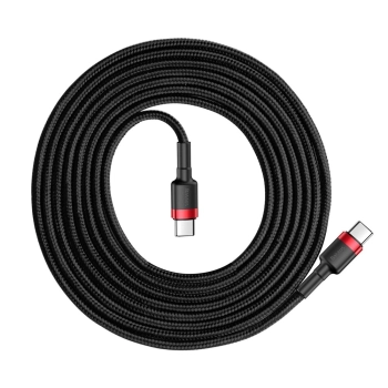  Wytrzymały elastyczny kabel przewód USB-C PD PD 2.0 60W 20V 3A QC3.0 2M czarno-czerwony - zdj. dodatkowe 2