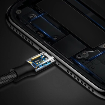  Wytrzymały kabel przewód w materiałowym oplocie USB Iphone Lightning 1.2M czarny - zdj. dodatkowe 7