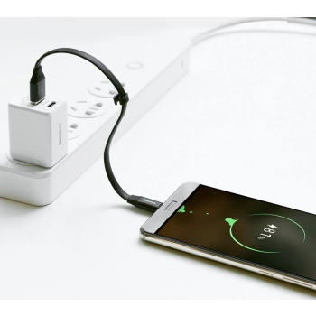  Płaski kabel przewód USB USB-C z uchwytem 2A 23CM czarny - zdj. dodatkowe 8