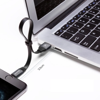  Płaski kabel przewód USB Iphone Lightning z uchwytem 2A 23CM czarny - zdj. dodatkowe 10