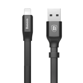  Płaski kabel przewód USB Iphone Lightning z uchwytem 2A 23CM czarny - zdj. dodatkowe 1
