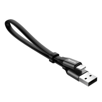  Płaski kabel przewód USB Iphone Lightning z uchwytem 2A 23CM czarny - zdj. dodatkowe 2