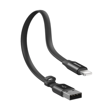  Płaski kabel przewód USB Iphone Lightning z uchwytem 2A 23CM czarny - zdj. dodatkowe 3