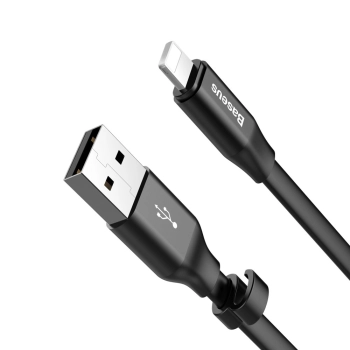  Płaski kabel przewód USB Iphone Lightning z uchwytem 2A 23CM czarny - zdj. dodatkowe 4