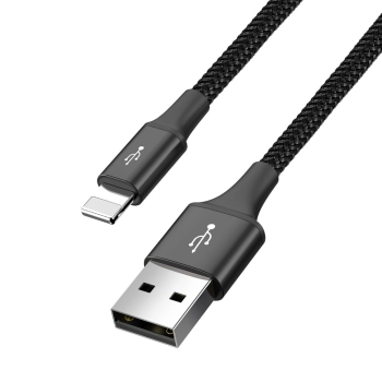  Kabel przewód USB 4w1 2 x Iphone Lightning USB-C microUSB w nylonowym oplocie 3.5A 1.2m czarny - zdj. dodatkowe 1