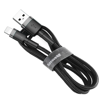  Wytrzymały nylonowy kabel przewód USB Iphone Lightning QC3.0 2A 3M czarno-szary - zdj. dodatkowe 4