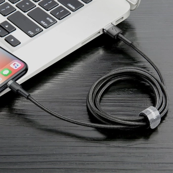  Wytrzymały nylonowy kabel przewód USB Iphone Lightning QC3.0 2A 3M czarno-szary - zdj. dodatkowe 7