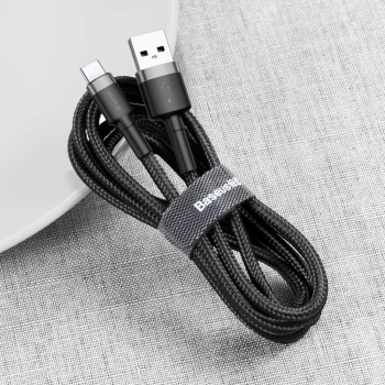 Wytrzymały nylonowy kabel przewód USB USB-C 2A 3M czarno-szary - zdj. dodatkowe 3