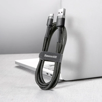  Wytrzymały nylonowy kabel przewód USB USB-C 2A 3M czarno-szary - zdj. dodatkowe 4